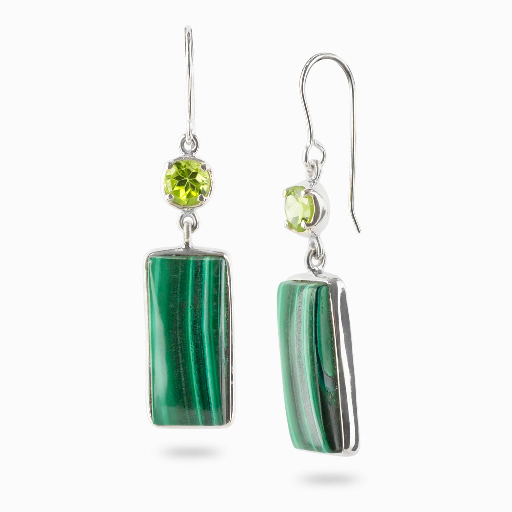 Peridot and Malachite Drop Earrings Made In Earth