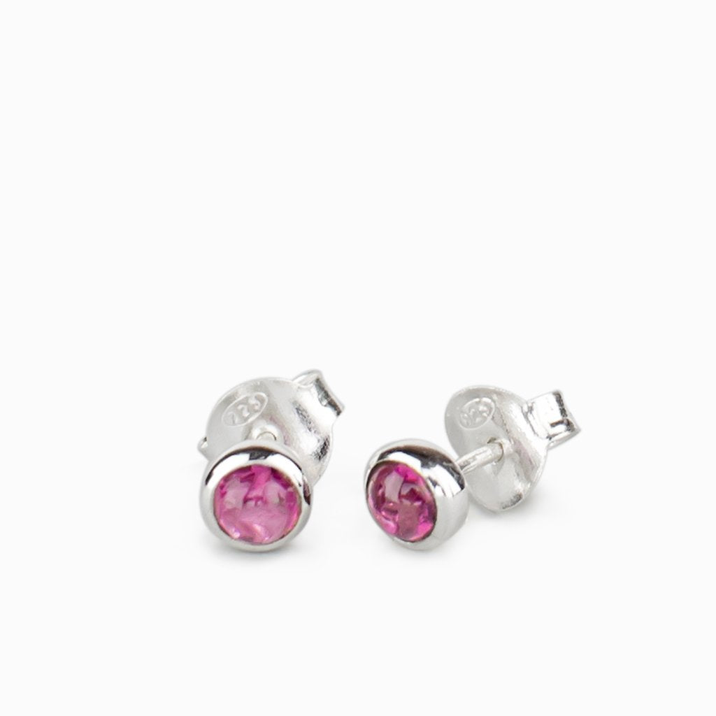 Pink Tourmaline Edge Posts - Silversmith online Post Earrings - Pink Tourmaline Studs - Tourmaline Earrings