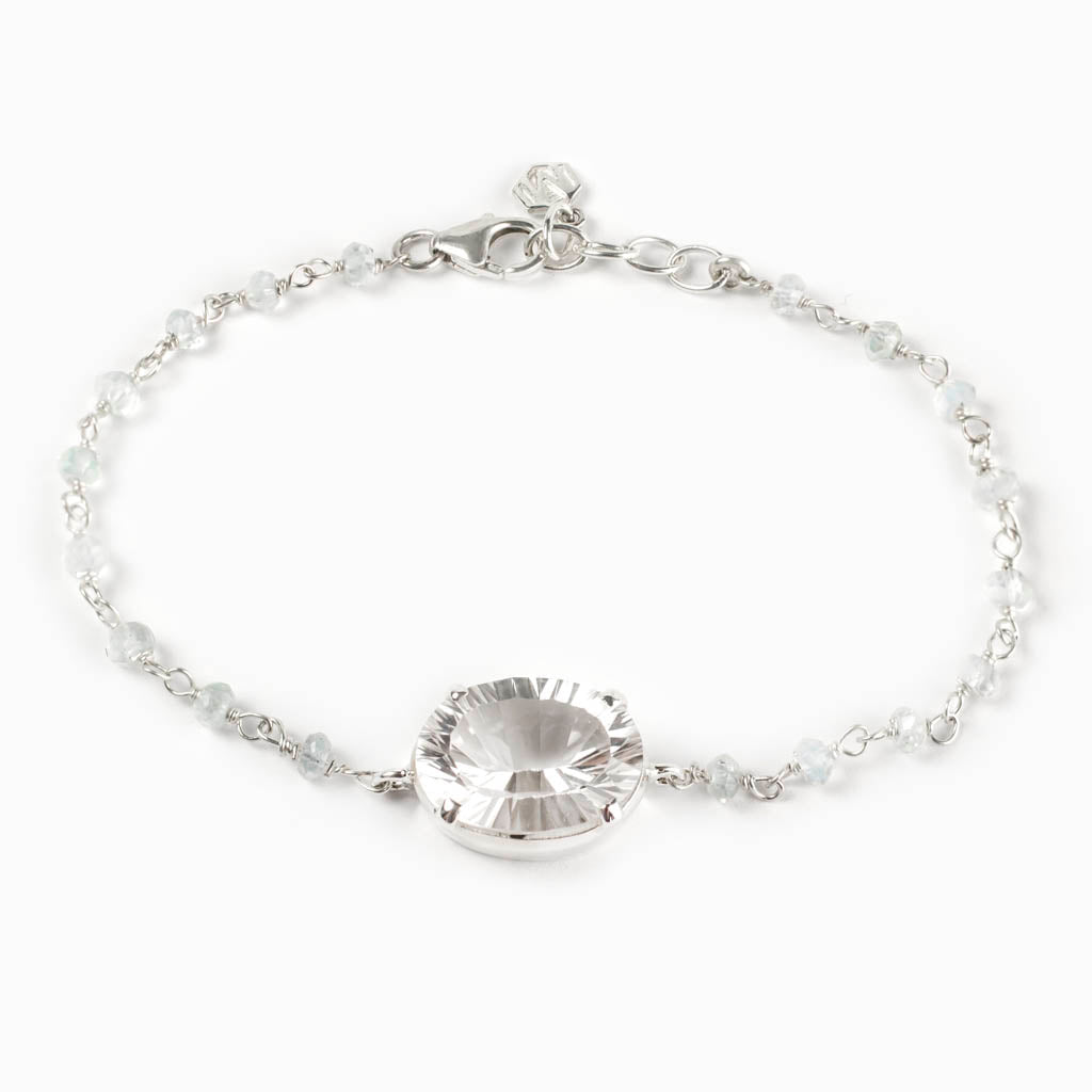 Clear Quartz and Aquamarine Bracelet Made In Earth