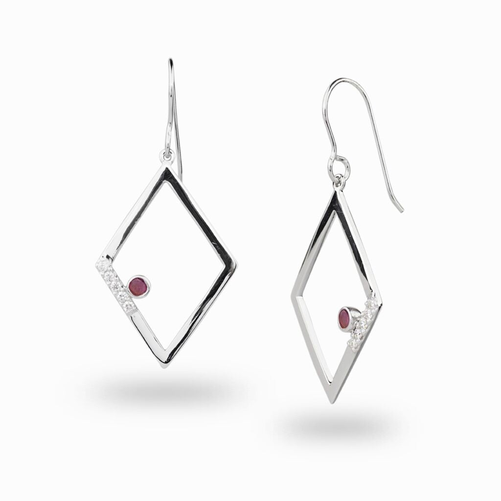 Diamante: Ruby & Diamond Drop Earrings