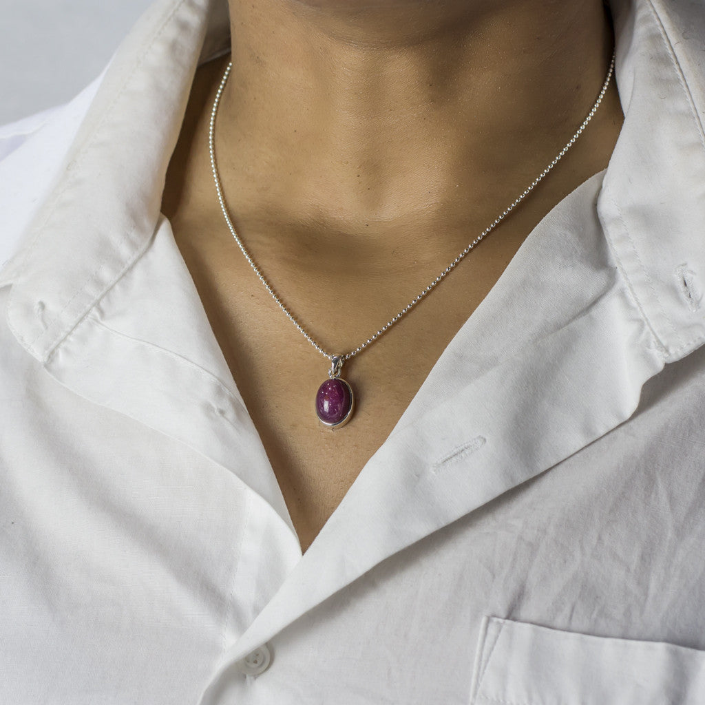 Ruby Necklace on Model July Birthstone