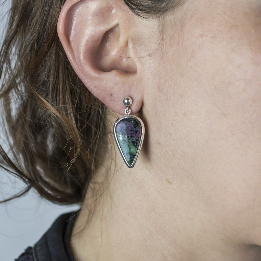 Ruby Zoisite Drop Earrings on Model