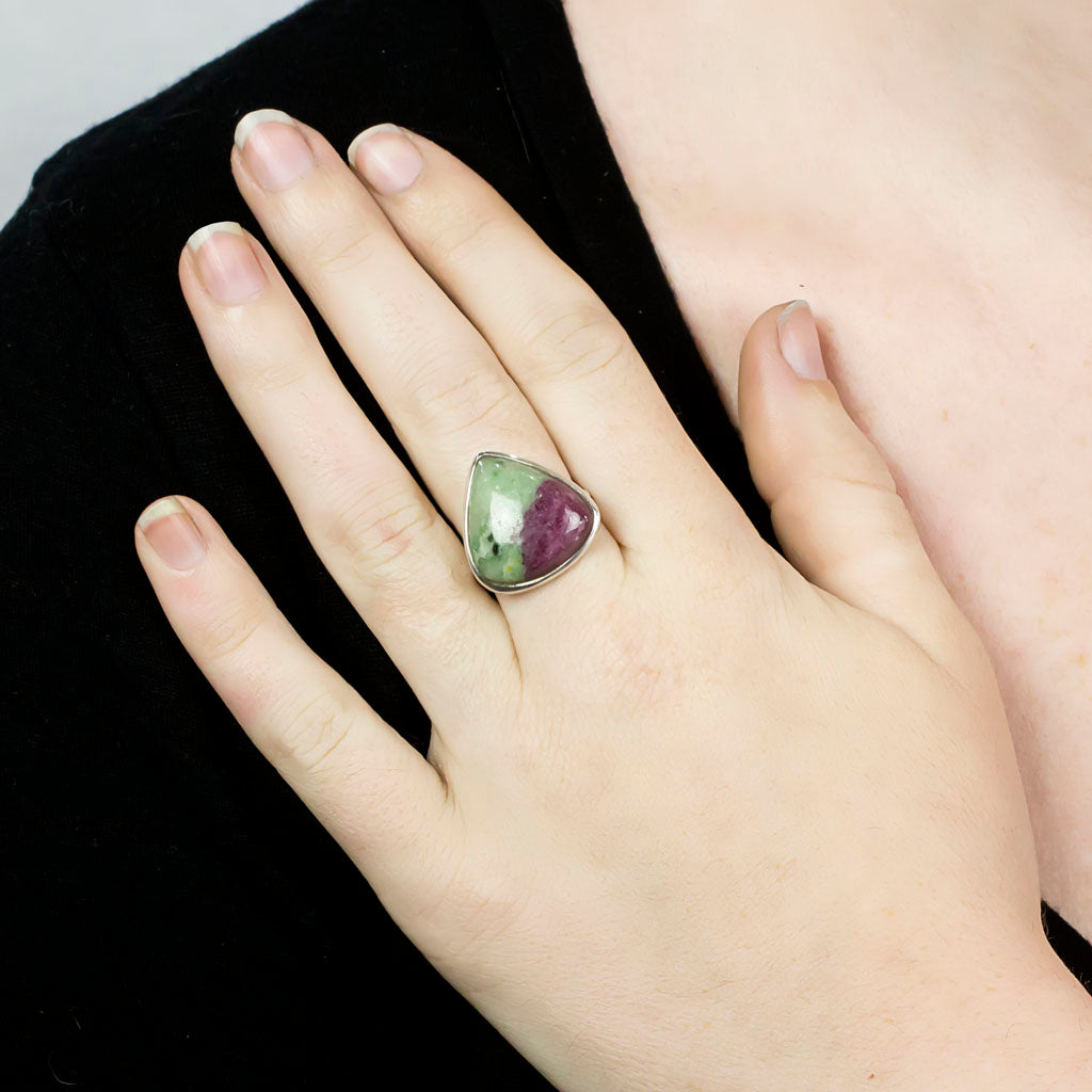 Ruby Zoisite Ring On Model