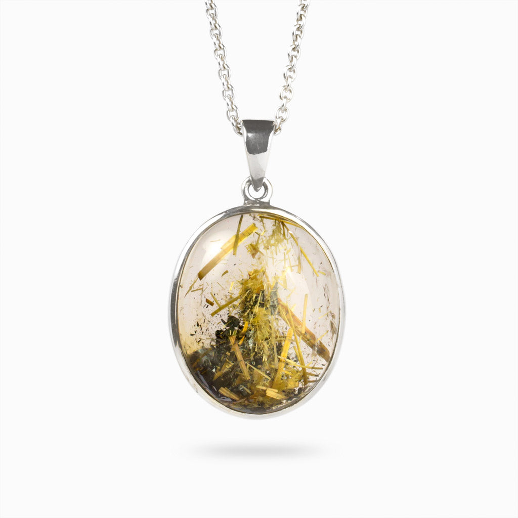 Oval Cabochon Rutilated Quartz Necklace