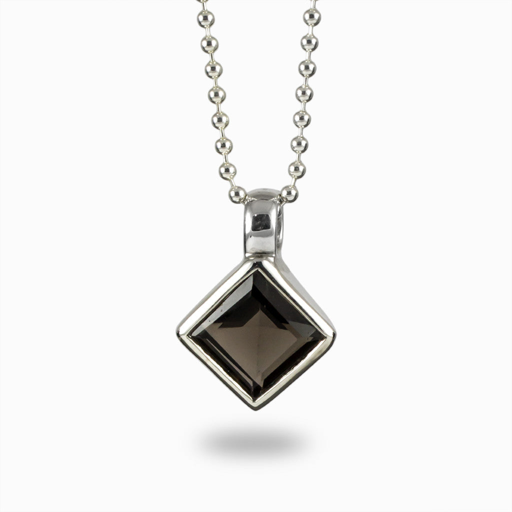 Diamond Faceted Smokey Quartz Necklace