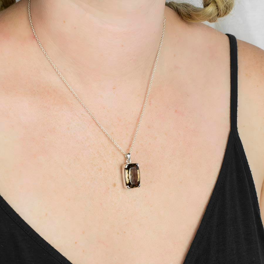 Smokey Quartz Necklace on Model