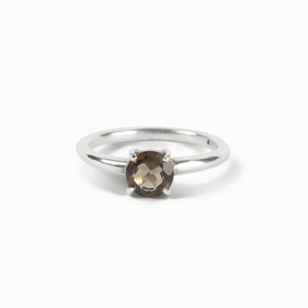 Smokey Quartz Brown Circular Ring Made in Earth