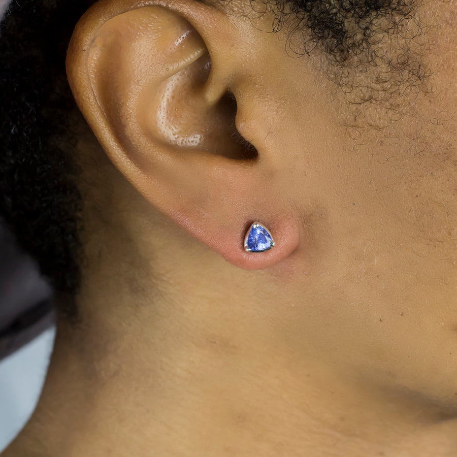 Tanzanite Earring Studs on Model
