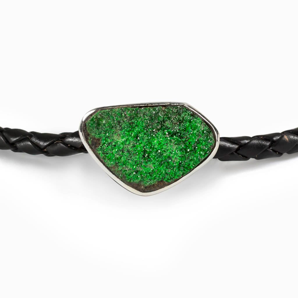 Uvarovite Braided Leather Choker Necklace