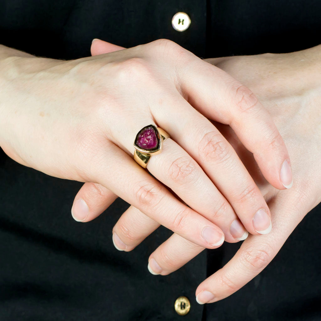 Watermelon Tourmaline Ring on Model