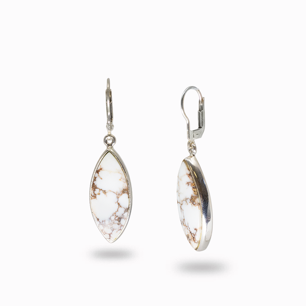 CABOCHON MARQUISE SHAPED WILD HORSE EARRINGS 
