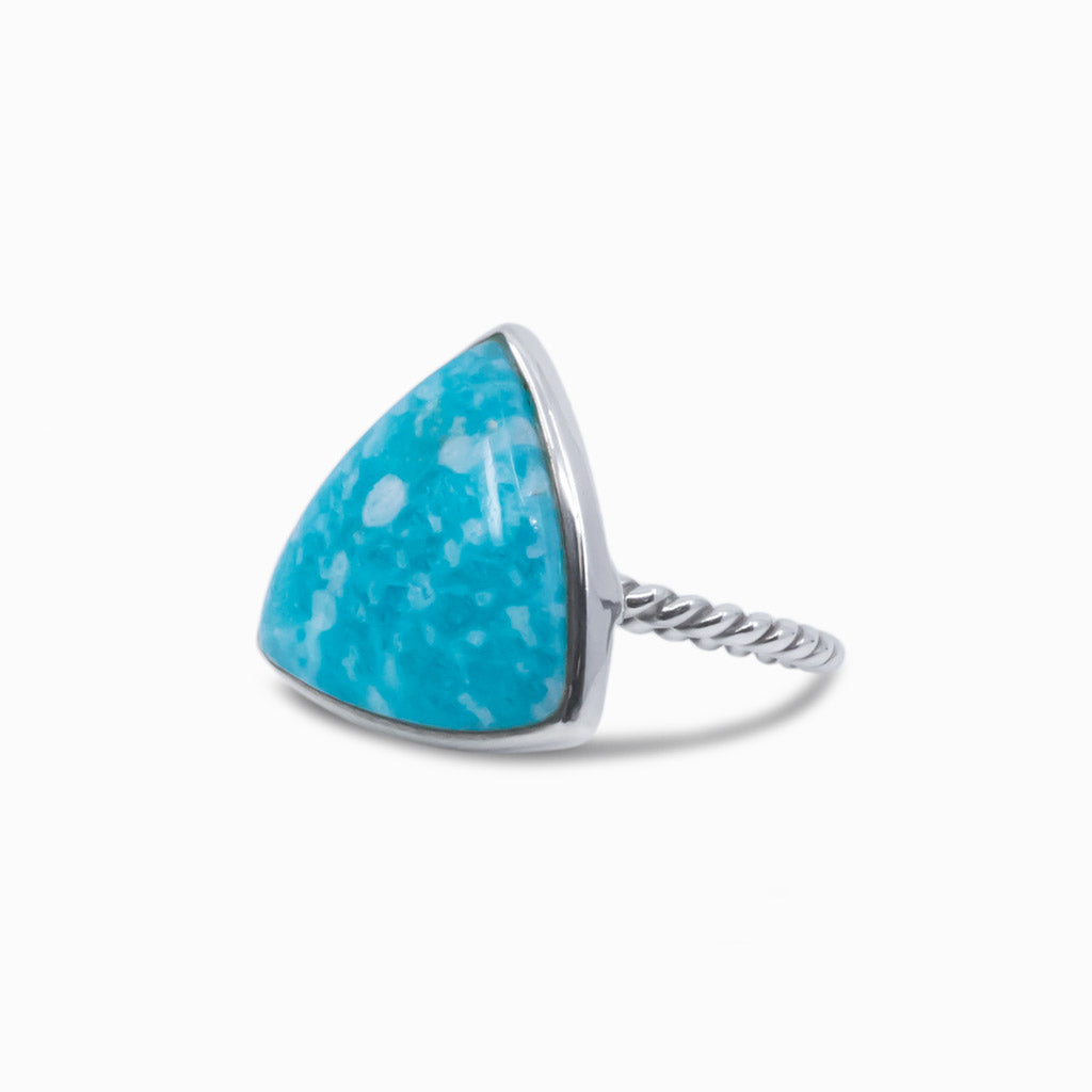 CABOCHON TRIANGULAR AMAZONITE RING