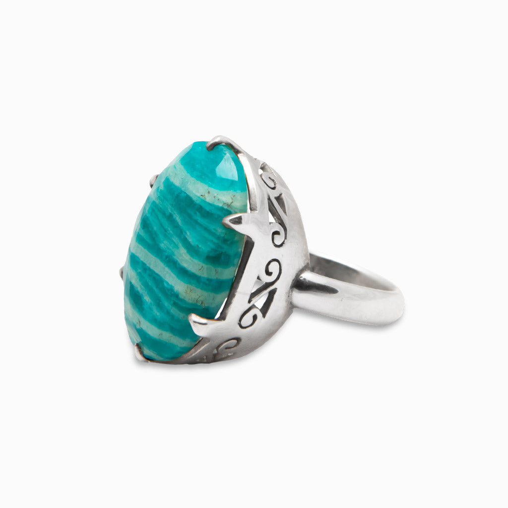 FACETED AMAZONITE RING SIDE VIEW