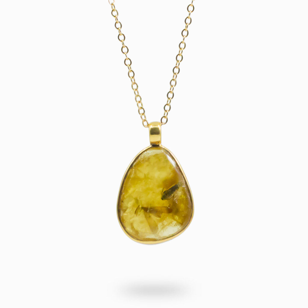 ORGANIC YELLOW CABOCHON STERLING SILVER NECKLACE with gold vermeil finish