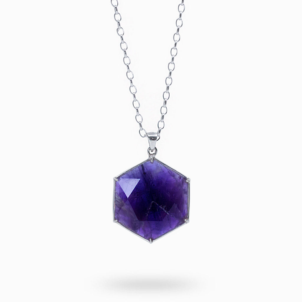 Faceted Hexagon Amethyst necklace