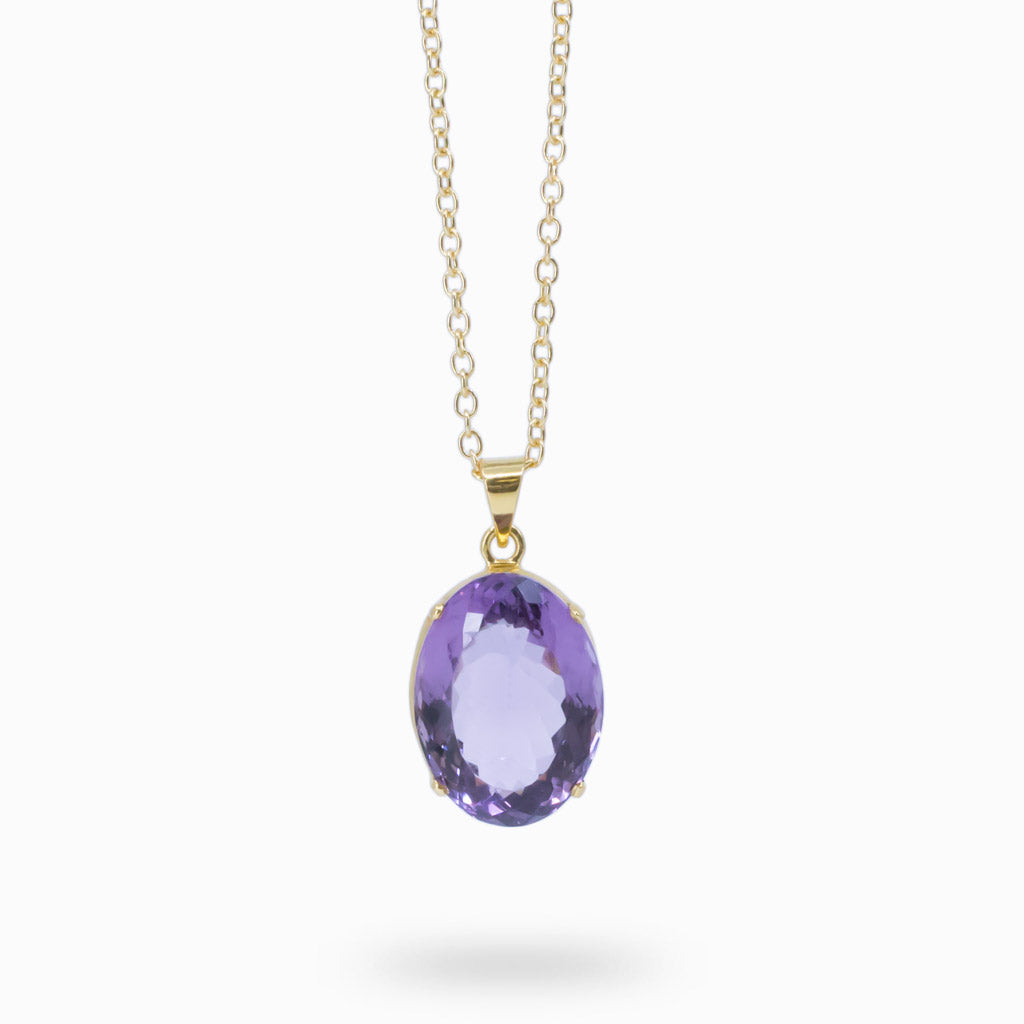 AMETHYST NECKLACE WITH YELLOW GOLD VERMEIL FINISH