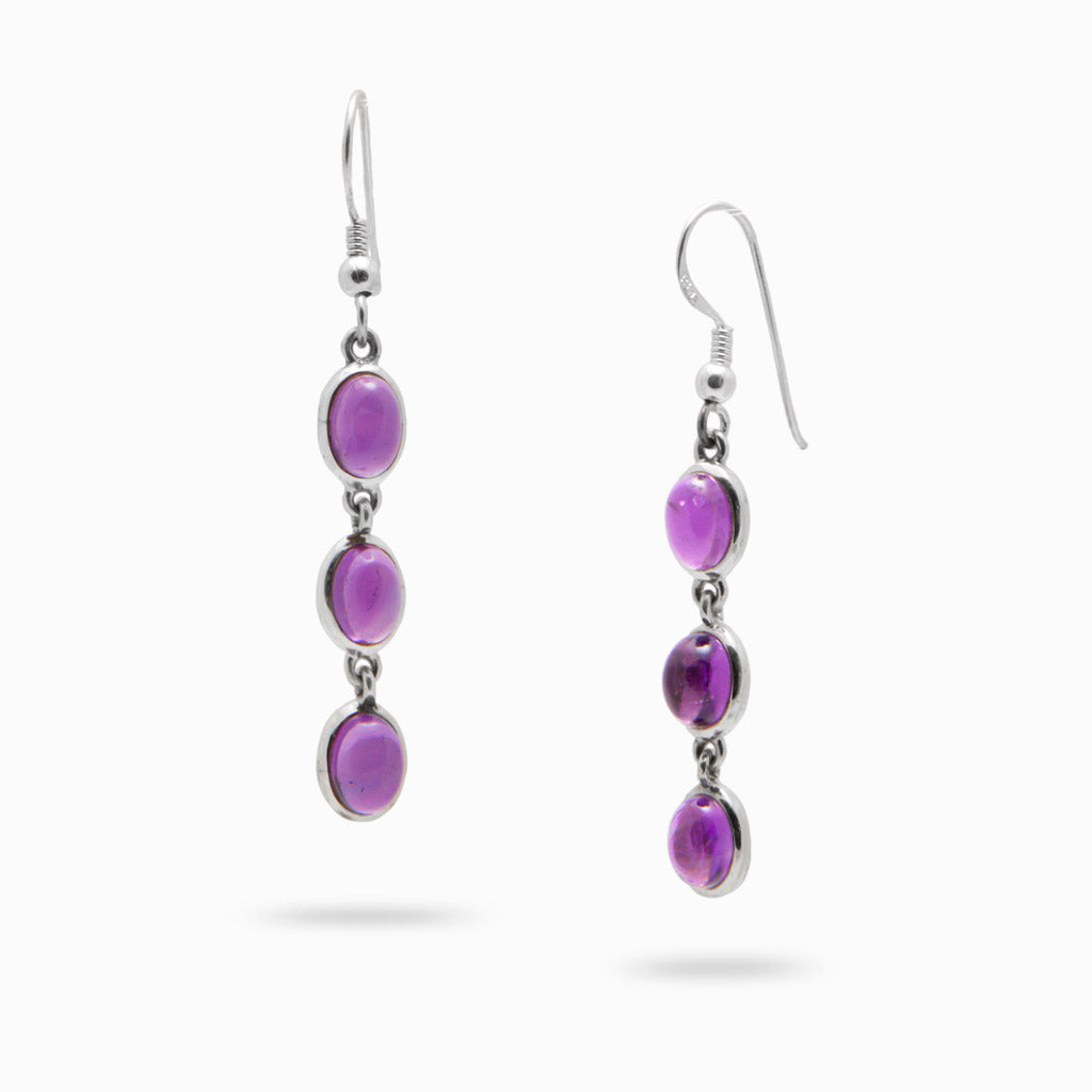 AMETHYST CAB DROP EARRINGS