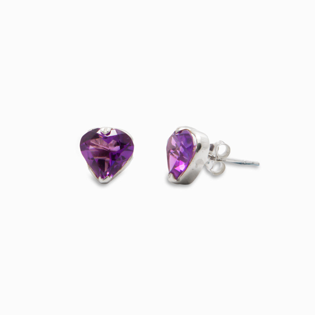 AMETHYST FACETED STUD EARRINGS