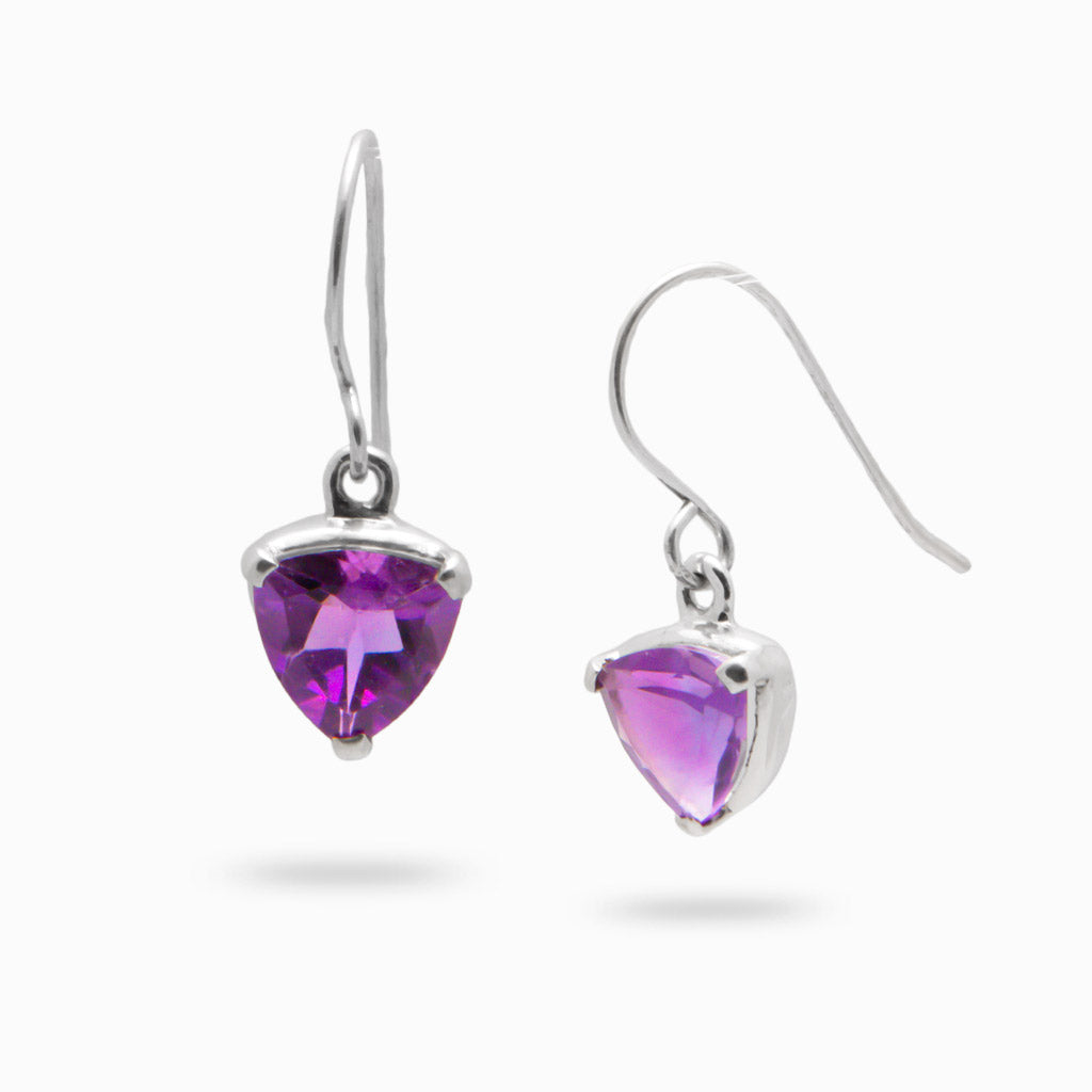 FACETED AMETHYST DROP EARRINGS