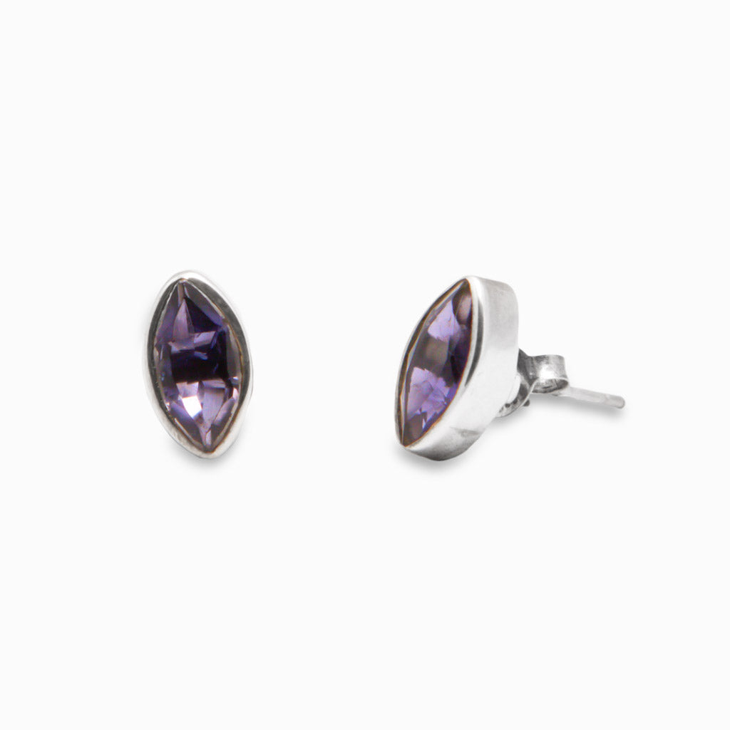 FACTED IOLITE STUD EARRINGS