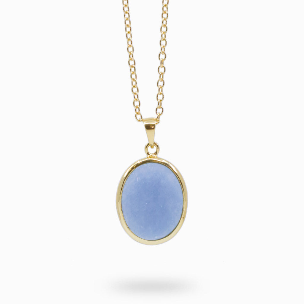 ANGELITE NECKLACE WITH YELLOW GOLD VERMEIL FINISH