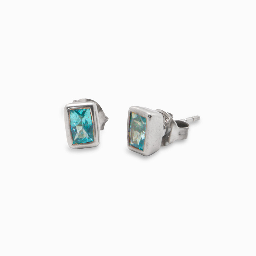 FACETED APATITE RECTANGLE STUDS