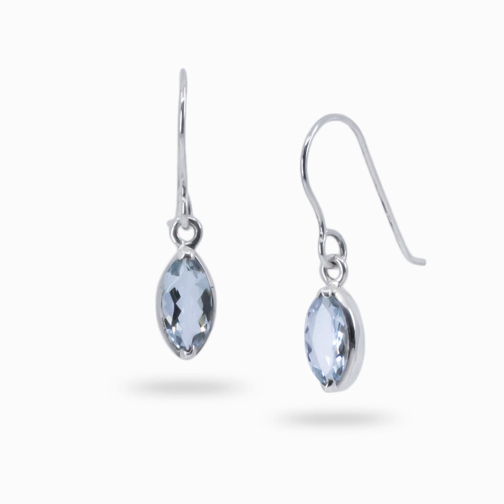 FACETED MARQUISE AQUAMARINE DROP EARRINGS