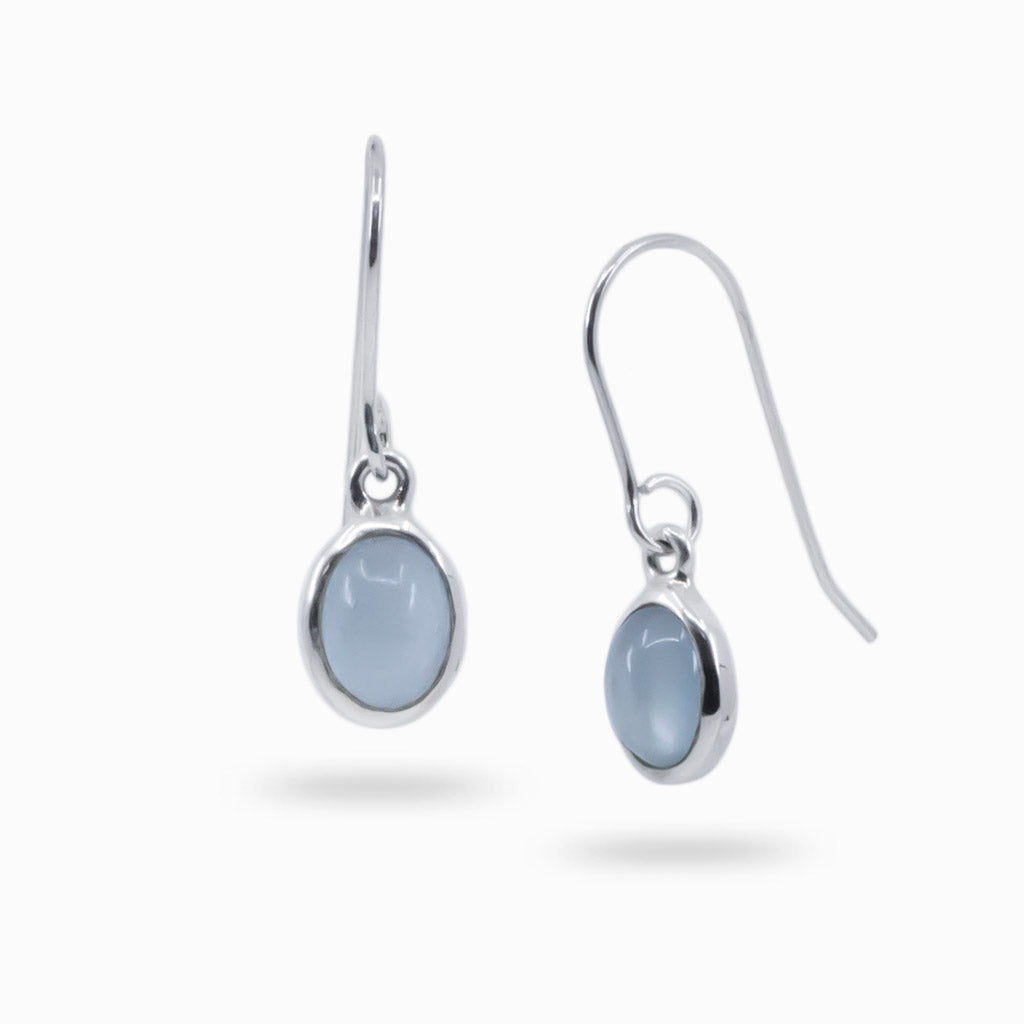 CABOCHON OVAL AQUAMARINE DROP EARRINGS