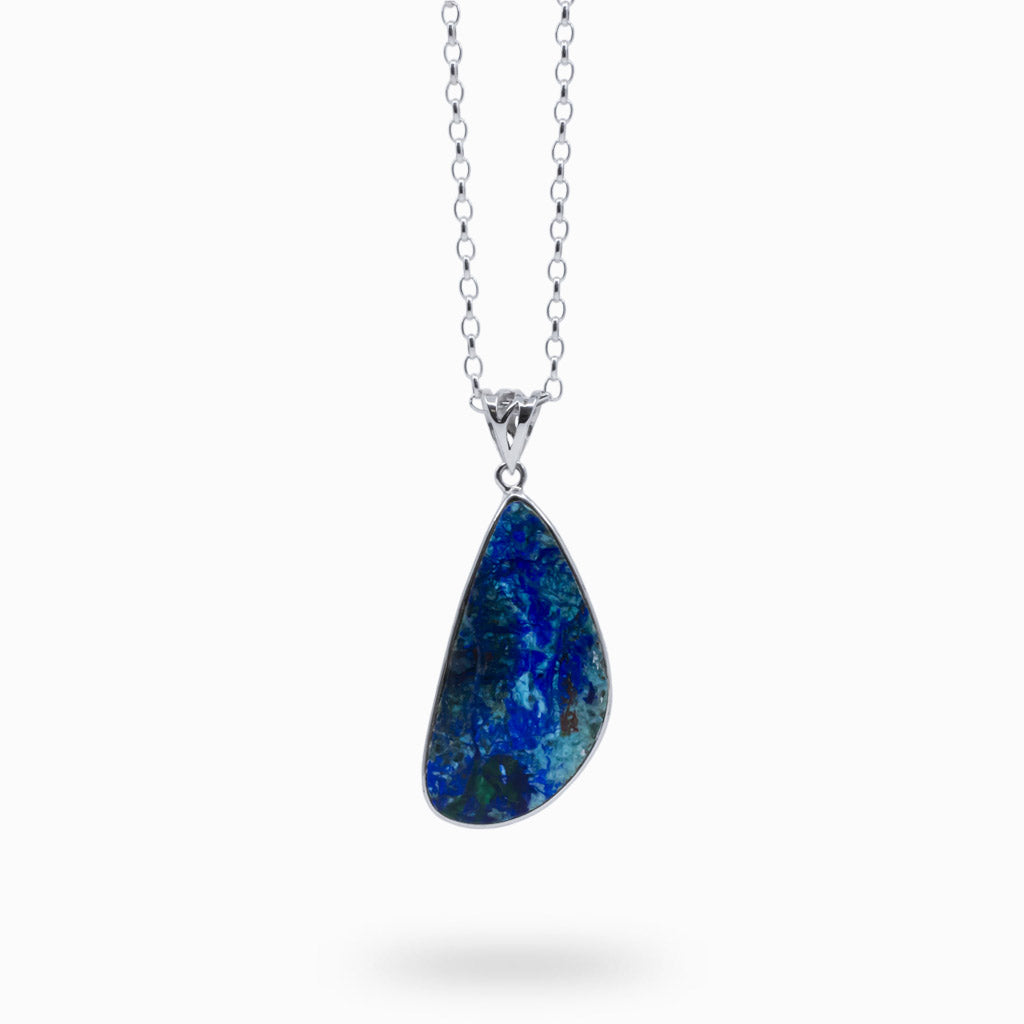 AZURITE TURQUOISE ORGANIC CABOCHON NECKLACE