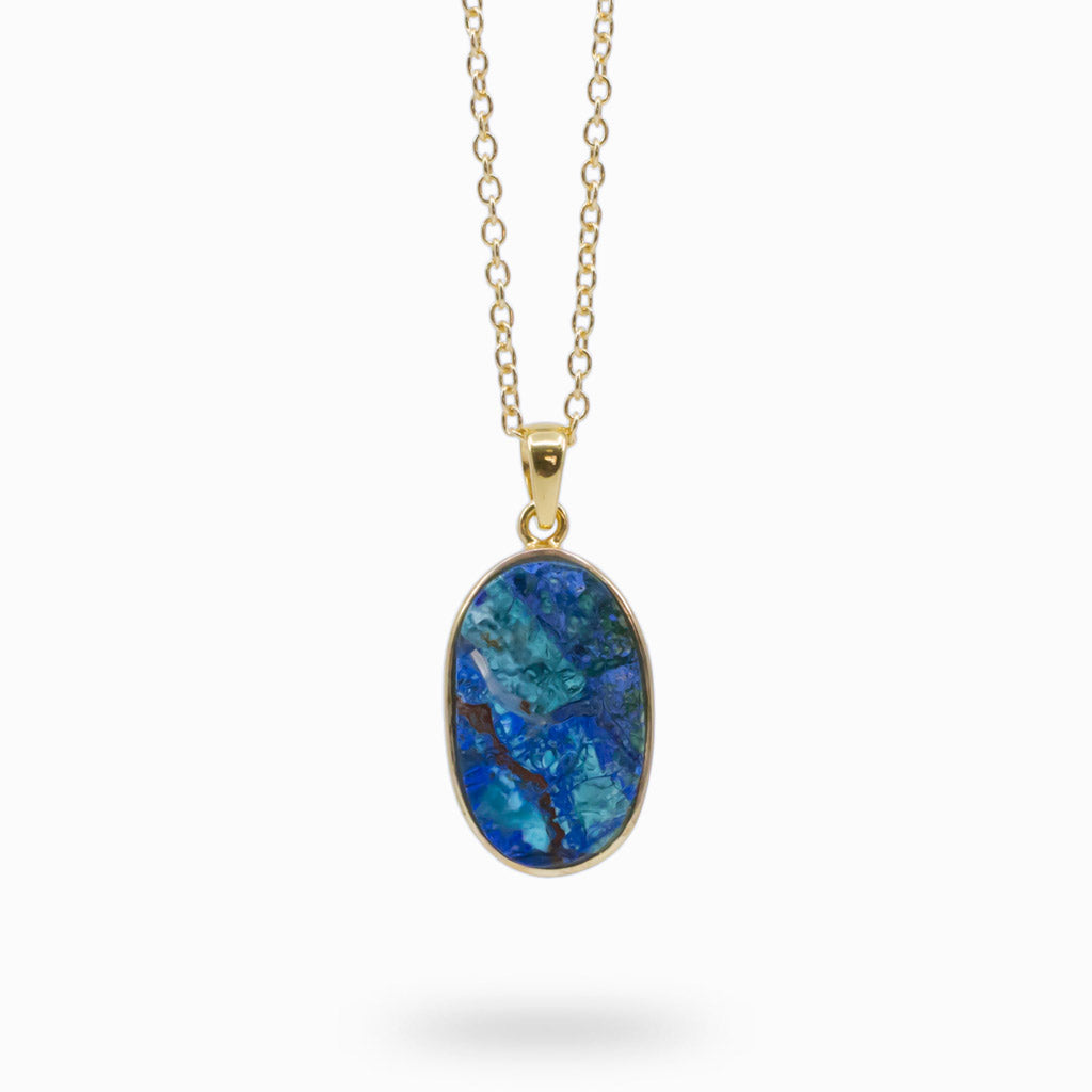 AZURITE TURQUOISE NECKLACE WITH GOLD VERMEIL FINISH