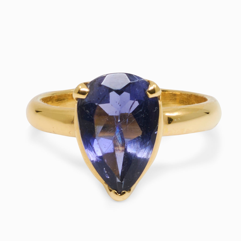 TEAR FACETED IOLITE RING