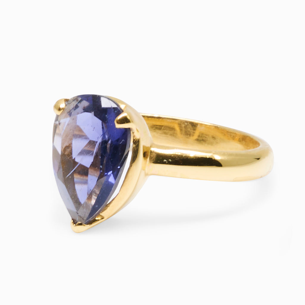 TEAR FACETED IOLITE RING