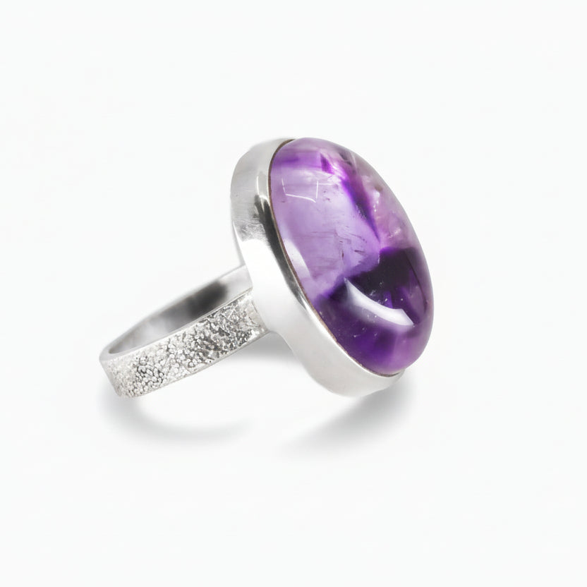 CABOCHON AURALITE 23 OVAL RING STERLING SILVER 