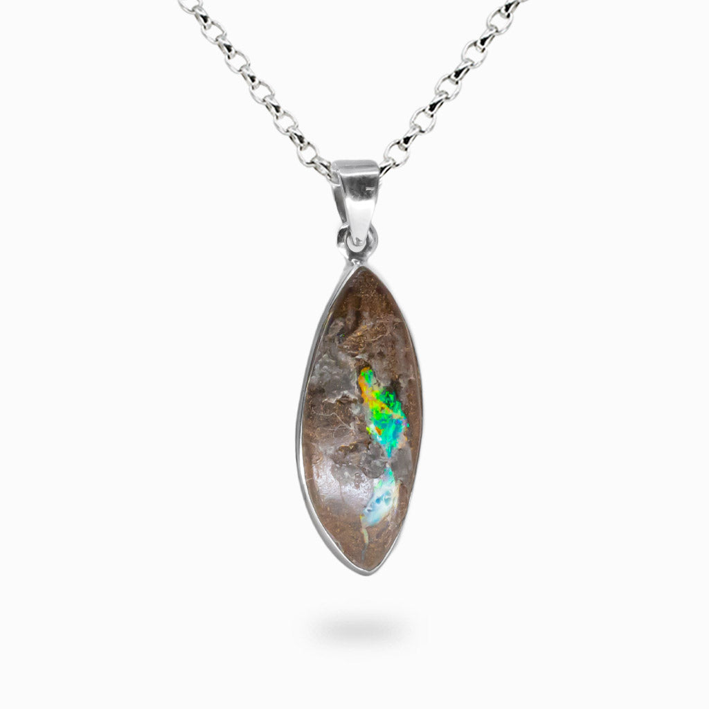ネックレス・ペンダント Boulder Opal Matrix Pendant SILVER 925 Boulder Opal Necklace | Made In Earth US