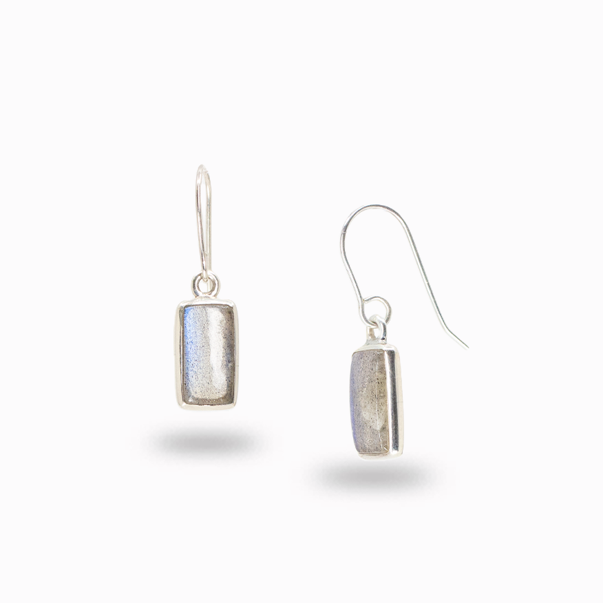 Rectangle labradorite earrings in sterling silver