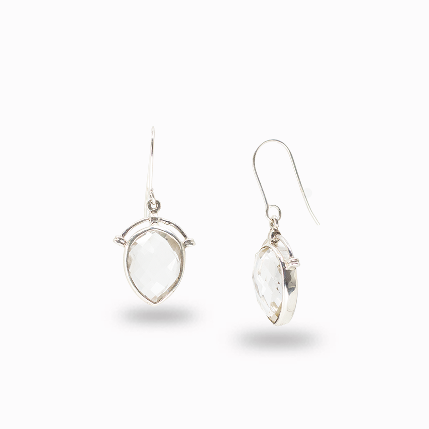 Faceted clear quartz earrings in sterling silver