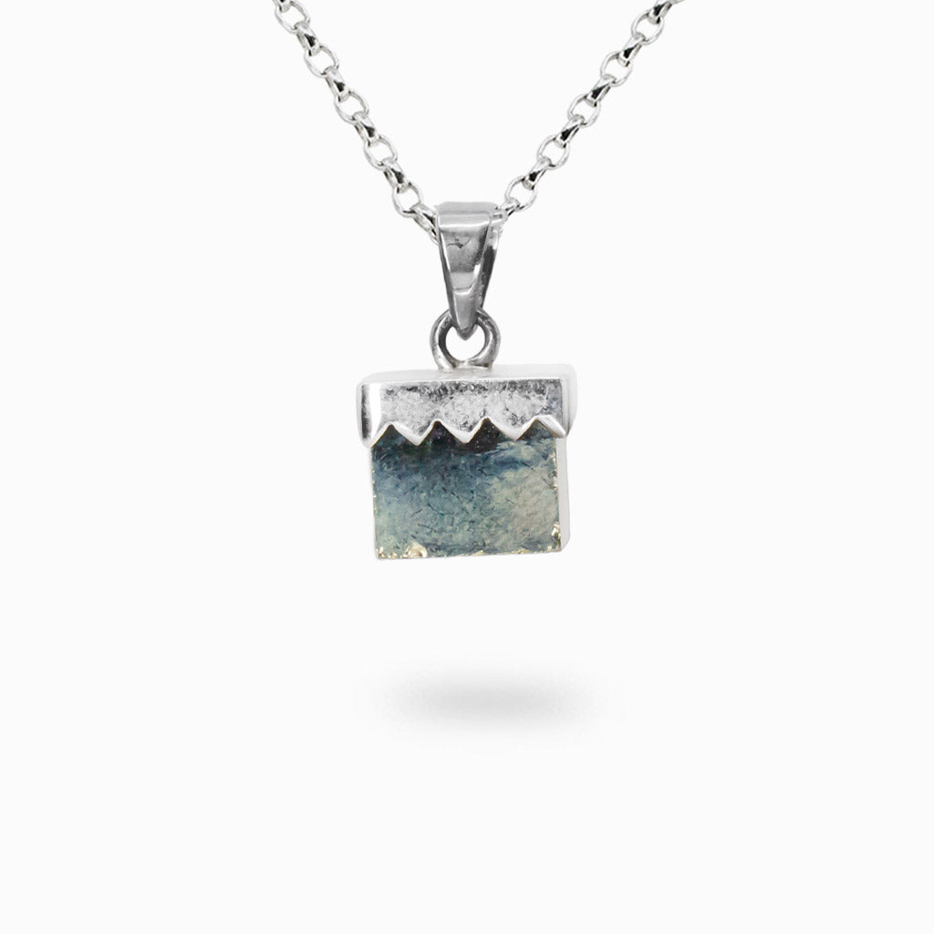 Natural pyrite cube pendant with sterling silver cap on chain