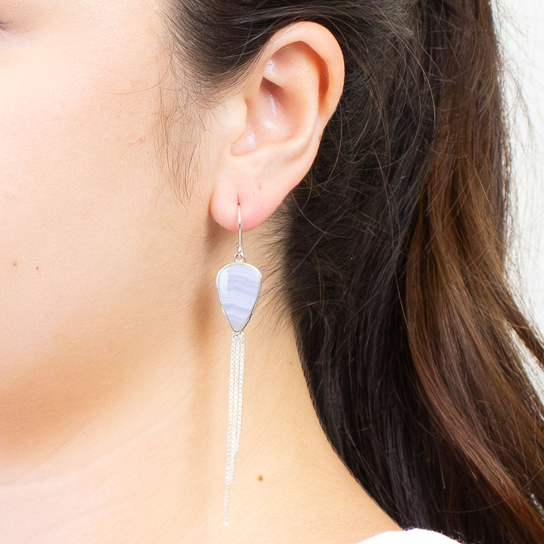 Blue Lace Agate Drop Earrings
