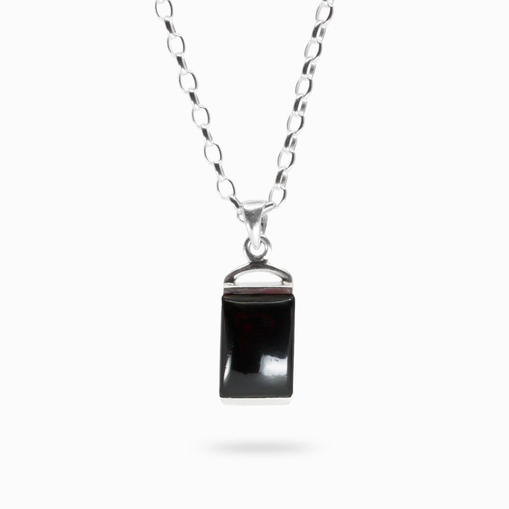 CABOCHON HEMATITE RECTANGULAR NECKLACE