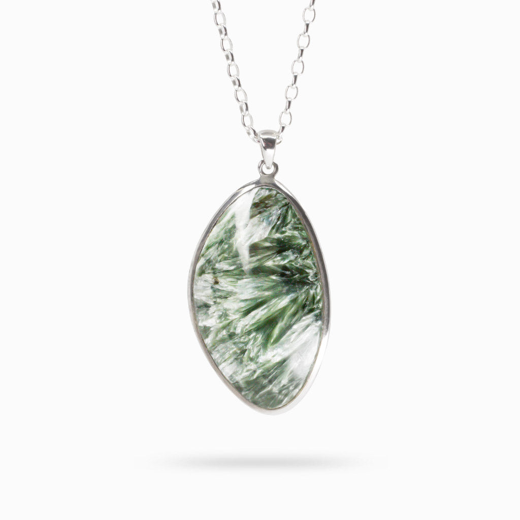 SERAPHINITE CABOCHON NECKLACE STERLING SILVER