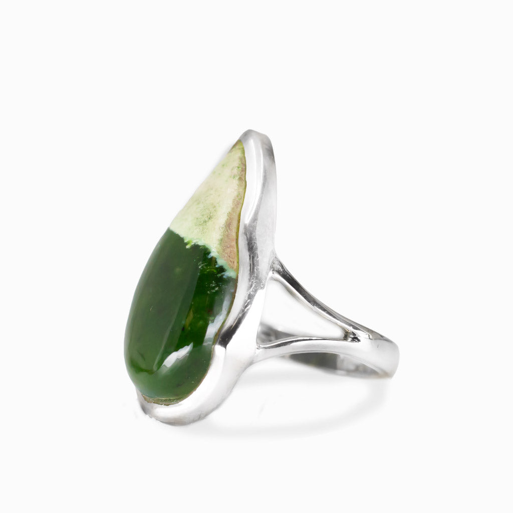 TEARSHAPED CHROME CHALCEDONY STERLING SILVER RING