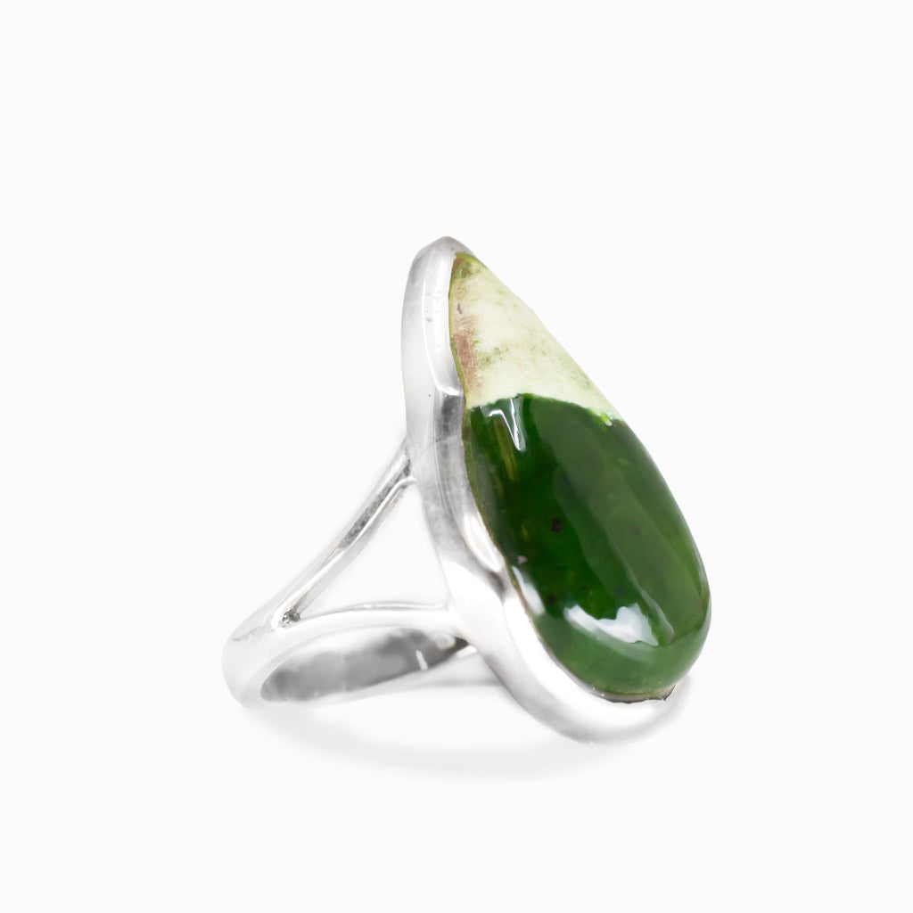 TEARSHAPED CHROME CHALCEDONY STERLING SILVER RING
