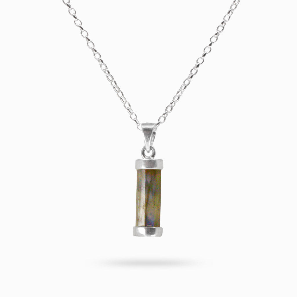 PENCIL DOUBLE CAPPED LABRADORITE NECKLACE STERLING SILVER | MADE IN EARTH