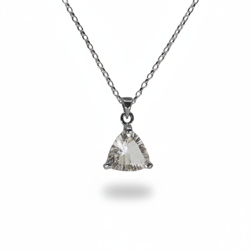 FACETED TRIANGLE CLEAR QUARTZ NECKLACE STERLING SILVER | MADE IN EARTH