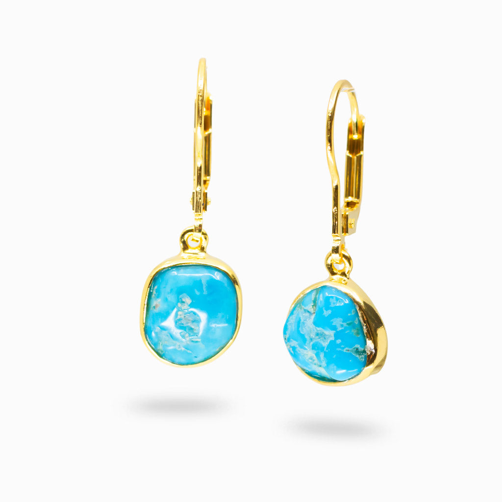 RAW ORGANICE SLEEPING BEAUTY DROP EARRINGS IN YELLOW GOLD VERMEIL