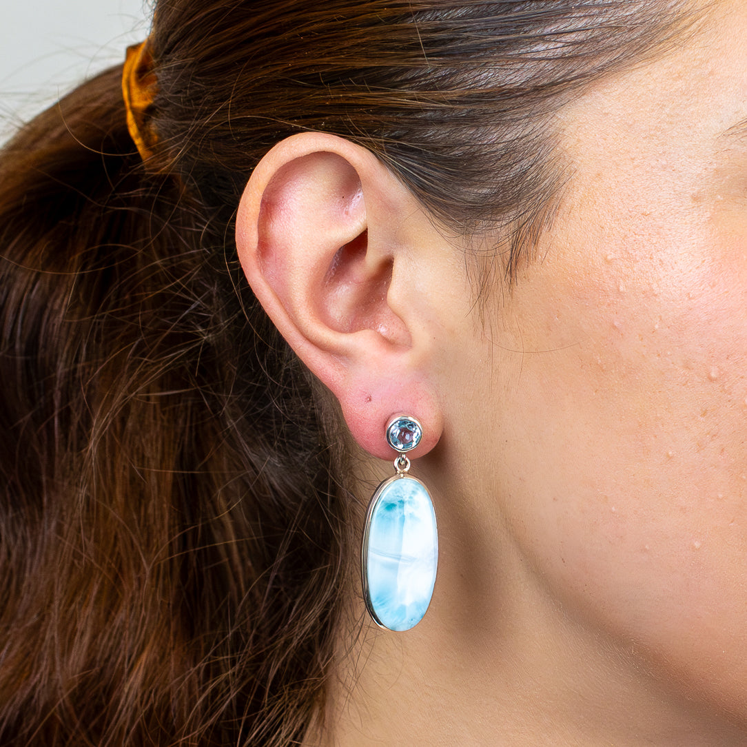 Blue Topaz and Larimar Drop Earrings