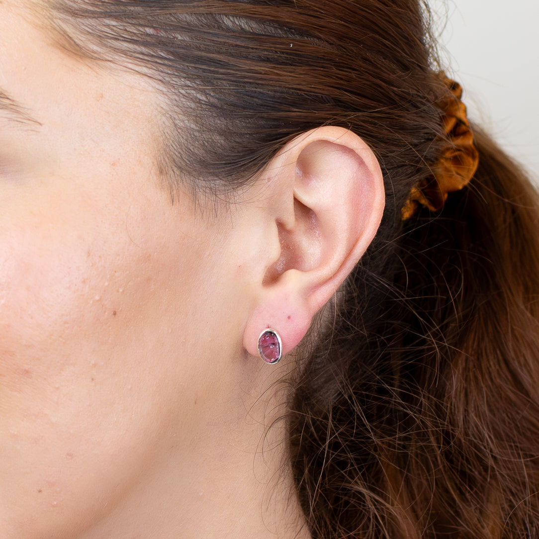 Watermelon Tourmaline Stud Earrings