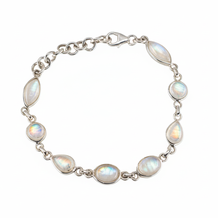 rainbowmoonstone cabochon bracelet
