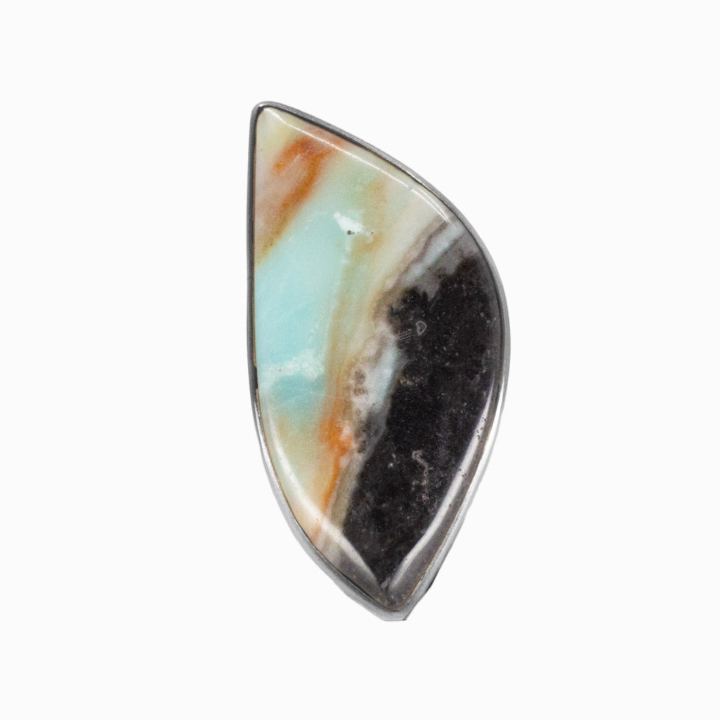 Quartzite cabochon ring in sterling silver featuring soft, natural quartz glow. MADE IN EARTH