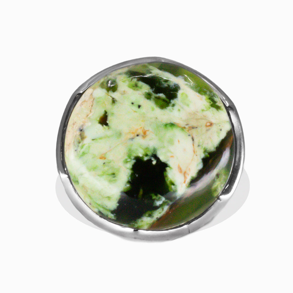 ROUND CABOCHON CHROME CHALCEDONY RING | MADE IN EARTH